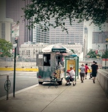A food cart like the one where Alice buys soft pretzels